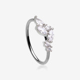 Marquise Sparkle Leaflet Vine Multi-Gem Bendable Hoop Ring