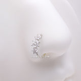 Detail View 1 of Brilliant Blooming Flower Multi-Gem Bendable Hoop Ring-Clear Gem