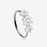 Brilliant Blooming Flower Multi-Gem Bendable Hoop Ring-Clear Gem