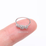 Detail View 2 of Brilliant Blooming Flower Multi-Gem Bendable Hoop Ring-Clear Gem