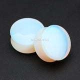 A Pair of Moonstone Opalite Stone Double Flared Ear Gauge Plug