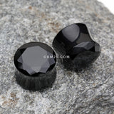 A Pair of Faceted Pyrex Glass Gem Double Flared Ear Gauge Plug