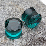 A Pair of Faceted Pyrex Glass Gem Double Flared Ear Gauge Plug