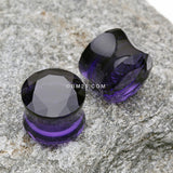 A Pair of Faceted Pyrex Glass Gem Double Flared Ear Gauge Plug