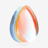 A Pair of Luminous Iridescent Teardrop Glass Double Flared Plug-Clear Gem/Aurora Borealis