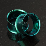 Detail View 3 of A Pair of Colorline Steel Double Flared Ear Gauge Flesh Tunnel Plug-Green