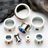 Detail View 2 of A Pair of Colorline Steel Screw-Fit Ear Gauge Tunnel Plug-Green