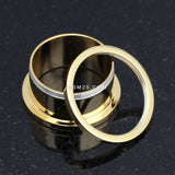 A Pair of Gold PVD Steel Screw-Fit Ear Gauge Tunnel Plug