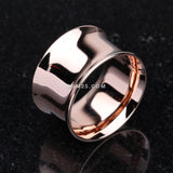 Detail View 1 of A Pair of Rose Gold PVD Steel Double Flared Ear Gauge Flesh Tunnel Plug