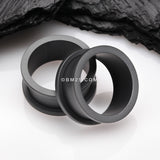 Detail View 1 of A Pair of Matte Black Steel Screw-Fit Ear Gauge Tunnel Plug