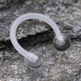 Detail View 1 of UV Acrylic Flexible Shaft Horseshoe Circular Barbell-Clear Gem