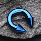 Detail View 1 of Colorline PVD Basic Spike Top Horseshoe Circular Barbell-Blue