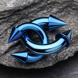 Detail View 2 of Colorline PVD Basic Spike Top Horseshoe Circular Barbell-Blue