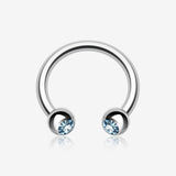 Gem Ball Steel Horseshoe Circular Barbell