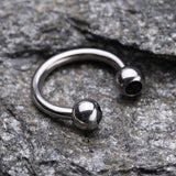 Detail View 1 of Gem Ball Steel Horseshoe Circular Barbell-Black