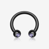 Blackline PVD Gem Ball Horseshoe Circular Barbell