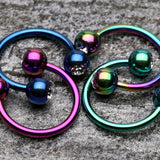 Detail View 2 of Blackline PVD Gem Ball Horseshoe Circular Barbell-Blue/Clear