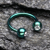Detail View 1 of Blackline PVD Gem Ball Horseshoe Circular Barbell-Green/Clear