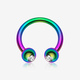 Colorline PVD Gem Ball Horseshoe Circular Barbell