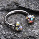 Detail View 1 of Aurora Gem Ball Steel Horseshoe Circular Barbell-Aurora Borealis