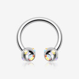 Aurora Gem Ball Steel Horseshoe Circular Barbell