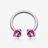 Aurora Gem Ball Steel Horseshoe Circular Barbell-Fuchsia