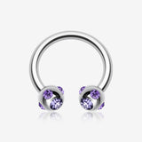 Aurora Gem Ball Steel Horseshoe Circular Barbell