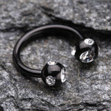 Detail View 1 of Blackline PVD Aurora Gem Ball Horseshoe Circular Barbell-Black/Clear
