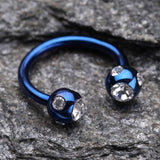 Detail View 1 of Blackline PVD Aurora Gem Ball Horseshoe Circular Barbell-Blue/Clear