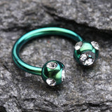 Detail View 1 of Blackline PVD Aurora Gem Ball Horseshoe Circular Barbell-Green/Clear