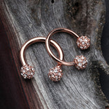 Detail View 2 of Rose Gold Pave Sparkle Full Dome Horseshoe Circular Barbell-Clear Gem