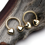 Detail View 2 of Golden Classic Fluffy Heart Horseshoe Circular Barbell