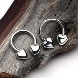 Detail View 2 of Classic Fluffy Heart Horseshoe Circular Barbell