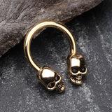 Detail View 1 of Golden Apocalyptic Skull Horseshoe Circular Barbell