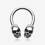 Apocalyptic Skull Horseshoe Circular Barbell