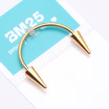 Detail View 4 of Golden Vampire Fangs Smiley Piercing Spike Horseshoe Barbell with O-Rings