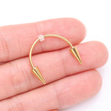 Detail View 2 of Golden Vampire Fangs Smiley Piercing Spike Horseshoe Barbell with O-Rings