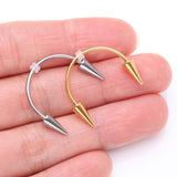 Detail View 3 of Golden Vampire Fangs Smiley Piercing Spike Horseshoe Barbell with O-Rings