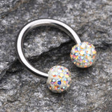 Detail View 1 of Multi-Gem Sparkle Horseshoe Circular Barbell-Aurora Borealis