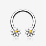 Sweet Dainty Daisy Steel Horseshoe Circular Barbell