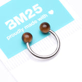 Detail View 4 of Tiger Eye Stone Ball Ends Steel Horseshoe Circular Barbell