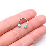 Detail View 2 of Turquoise Stone Ball Ends Steel Horseshoe Circular Barbell