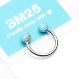 Detail View 4 of Turquoise Stone Ball Ends Steel Horseshoe Circular Barbell