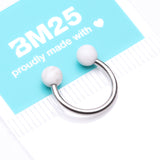 Detail View 4 of White Howlite Stone Ball Ends Steel Horseshoe Circular Barbell