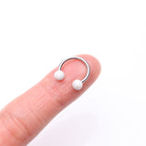 Detail View 2 of White Howlite Stone Ball Ends Steel Horseshoe Circular Barbell