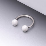 Detail View 1 of White Howlite Stone Ball Ends Steel Horseshoe Circular Barbell