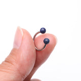 Detail View 2 of Sodalite Blue Stone Ball Ends Steel Horseshoe Circular Barbell