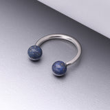 Detail View 1 of Sodalite Blue Stone Ball Ends Steel Horseshoe Circular Barbell