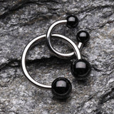 Detail View 1 of Colorline PVD Ball Ends Steel Horseshoe Circular Barbell-Black
