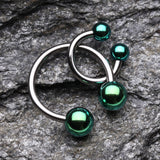 Detail View 1 of Colorline PVD Ball Ends Steel Horseshoe Circular Barbell-Green